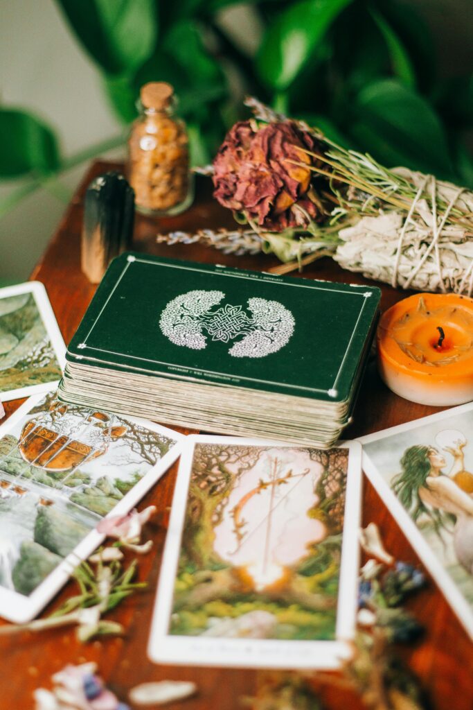 Tarot Cards and Dry Flowers